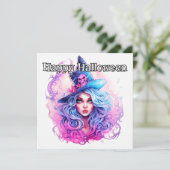 Carte Joyeux Halloween | Illustration de femme sorcière (Debout devant)