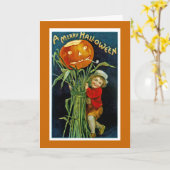 Carte Joyeux Halloween Jack o' Lantern (Fleur jaune)
