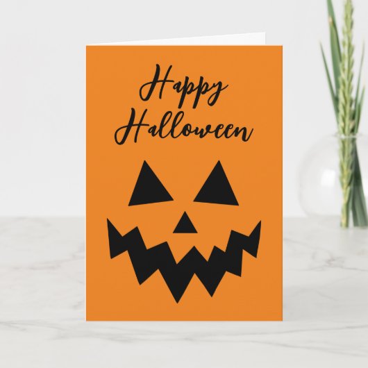 Carte Joyeux Halloween Jack O Lantern Citrouille Orange (Devant)