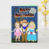 Carte Joyeux Halloween Kid Cowboy, Princesse, Ballerina (Fleur jaune)