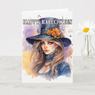 Carte Joyeux Halloween | Magnifique sorcière majestueuse
