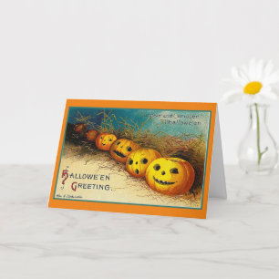 Carte Joyeux Halloween Messages Citrouilles en Rangée