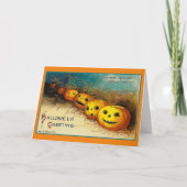 Carte Joyeux Halloween Messages Citrouilles en Rangée (Devant)