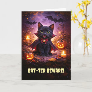 Carte Joyeux Halloween Mignon Chaton Vampire Chat avec C