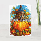 Carte Joyeux Halloween | Mignonne Maison Hantée (Devant)