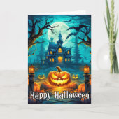 Carte Joyeux Halloween Mischievous brillant Citrouilles (Devant)