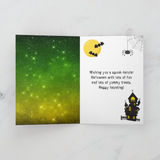 Carte Joyeux Halloween Monstres Green (Intérieur)