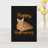 Carte Joyeux Halloween non effrayant Tabby orange chat (Fleur jaune)