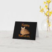 Carte Joyeux Halloween non effrayant Tabby orange chat (Fleur jaune)
