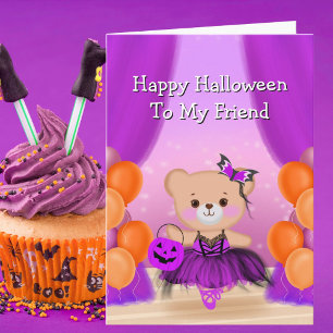 Carte Joyeux Halloween Ourson Ballerine
