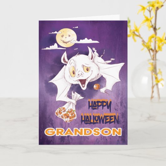 Carte Joyeux Halloween petit-fils (Fleur jaune)