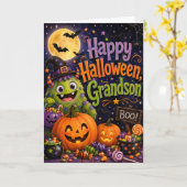 Carte Joyeux Halloween Petit-fils (Fleur jaune)