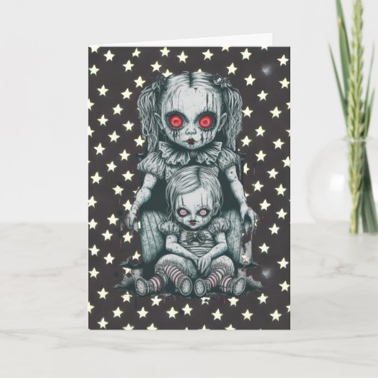 Carte Joyeux Halloween poupées effrayantes (Devant)