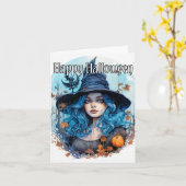 Carte Joyeux Halloween | Salem Witch (Fleur jaune)