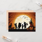 Carte Joyeux Halloween Silhouette enfants (Devant/Arrière en situation)