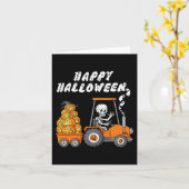 Carte Joyeux Halloween Skeleton équitation Tracteur Garç (Fleur jaune)