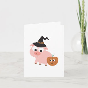 Carte Joyeux Halloween Sorcière Cochon