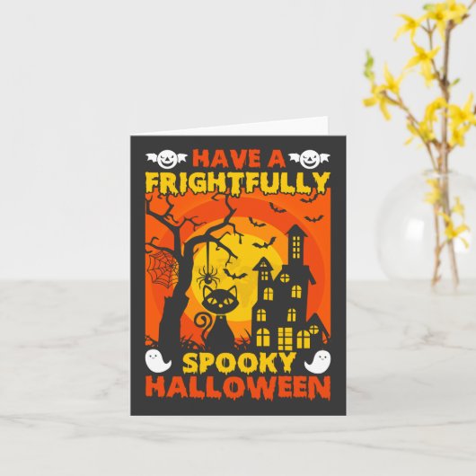 Carte Joyeux Halloween terriblement effrayant (Fleur jaune)