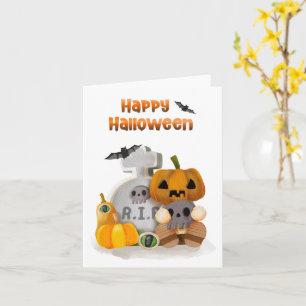Carte Joyeux Halloween Tête de citrouille RIP