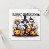 Carte Joyeux Halloween Trick Ou Traitements (Devant/Arrière en situation)