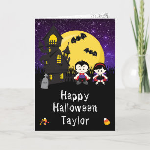 Carte Joyeux Halloween Vampires Violet