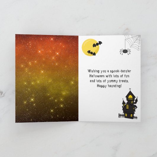 Carte Joyeux Halloween Witch Ghost Orange (Intérieur)