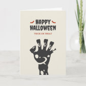 Carte Joyeux Halloween Zombie la main ou le traitement (Devant)