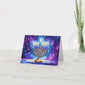 Carte Joyeux Hanukkah Menorah Étoilé (Devant)