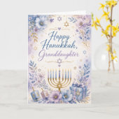 Carte Joyeux Hanukkah Petite-Fille (Fleur jaune)