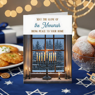 Carte Joyeux Hanukkah Que la lueur de la Menorah