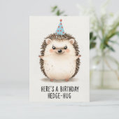 Carte Joyeux Hérisson d'anniversaire avec Casquette de p (Debout devant)