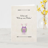 Carte Joyeux hibou d'anniversaire avec l'âge vient la sa (Fleur jaune)