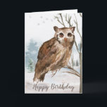 Carte Joyeux hibou de l'aquarelle d'anniversaire<br><div class="desc">terminez vos meilleurs voeux d'anniversaire avec notre Happy Birthday Watercolor Owl Card. Personnalisez avec votre propre message pour créer une carte unique que vos amis et votre famille adoreront.</div>