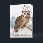 Carte Joyeux hibou de l'aquarelle d'anniversaire<br><div class="desc">terminez vos meilleurs voeux d'anniversaire avec notre Happy Birthday Watercolor Owl Card. Personnalisez avec votre propre message pour créer une carte unique que vos amis et votre famille adoreront.</div>