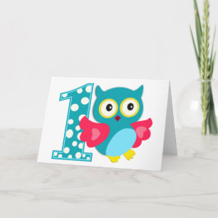 Carte Joyeux hibou pour le premier anniversaire