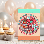Carte Joyeux Hippie Anniversaire Retro