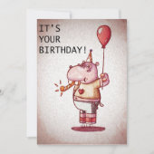 Carte Joyeux Hippo d'anniversaire (Devant)