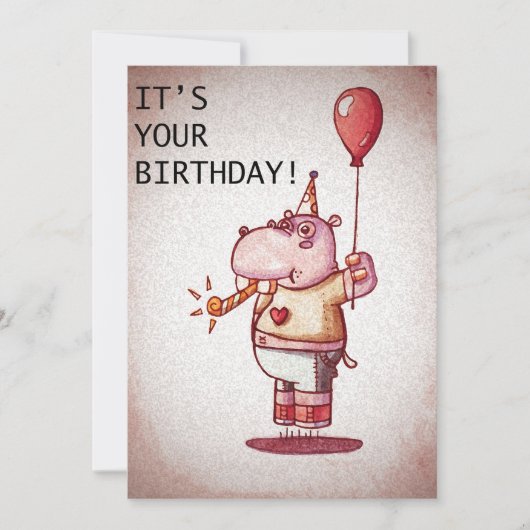 Carte Joyeux Hippo d'anniversaire (Devant)