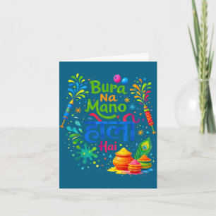 Carte Joyeux holi festival inde couleurs bura na mano ho