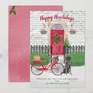 Carte Joyeux Holiday Black Labrador Retriever Porte roug