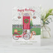 Carte Joyeux Holiday Cavalier King Charles Spaniel Porte (Debout devant)