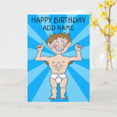 Carte Joyeux Homme Muscle Anniversaire (Fleur jaune)