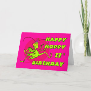 Carte Joyeux Hoppy 11e anniversaire avec Grasshopper