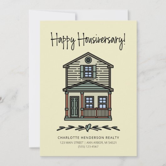 Carte Joyeux Housiversary Client Accueil Anniversaire Cr (Devant)
