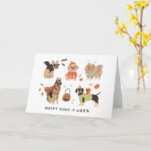 Carte Joyeux Howl-o-ween Chiens Peints Halloween (Fleur jaune)