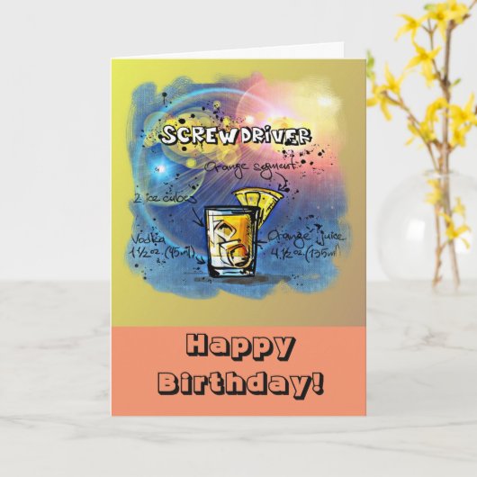 Carte Joyeux Humour d'anniversaire - recettes tournevis (Fleur jaune)