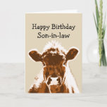 Carte Joyeux Humour de plaisanterie de son beau-fils<br><div class="desc">Joyeux gendre d'anniversaire,  j'allais vous donner une carte avec une blague de vache mais vous les avez probablement tous entendus.  Animal de ferme Brown</div>