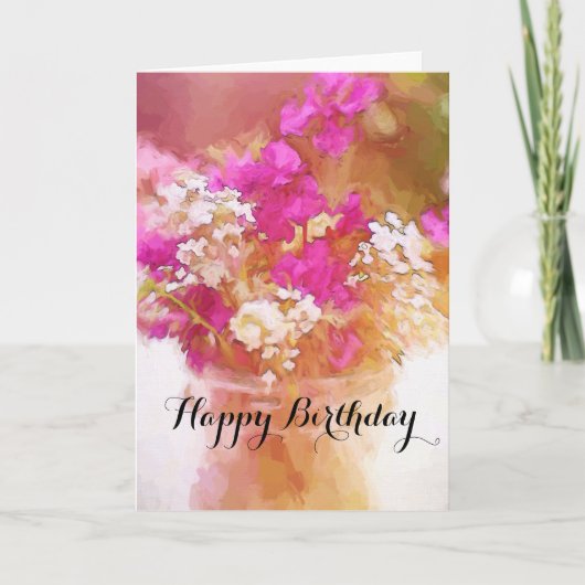 Carte Joyeux Jar d'anniversaire de la peinture Fleur sau (Devant)