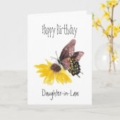Carte Joyeux Jardin aux papillons d'anniversaire (Fleur jaune)