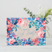 Carte Joyeux Jardin d'Anniversaire Floral Blue Rose Cham (Debout devant)